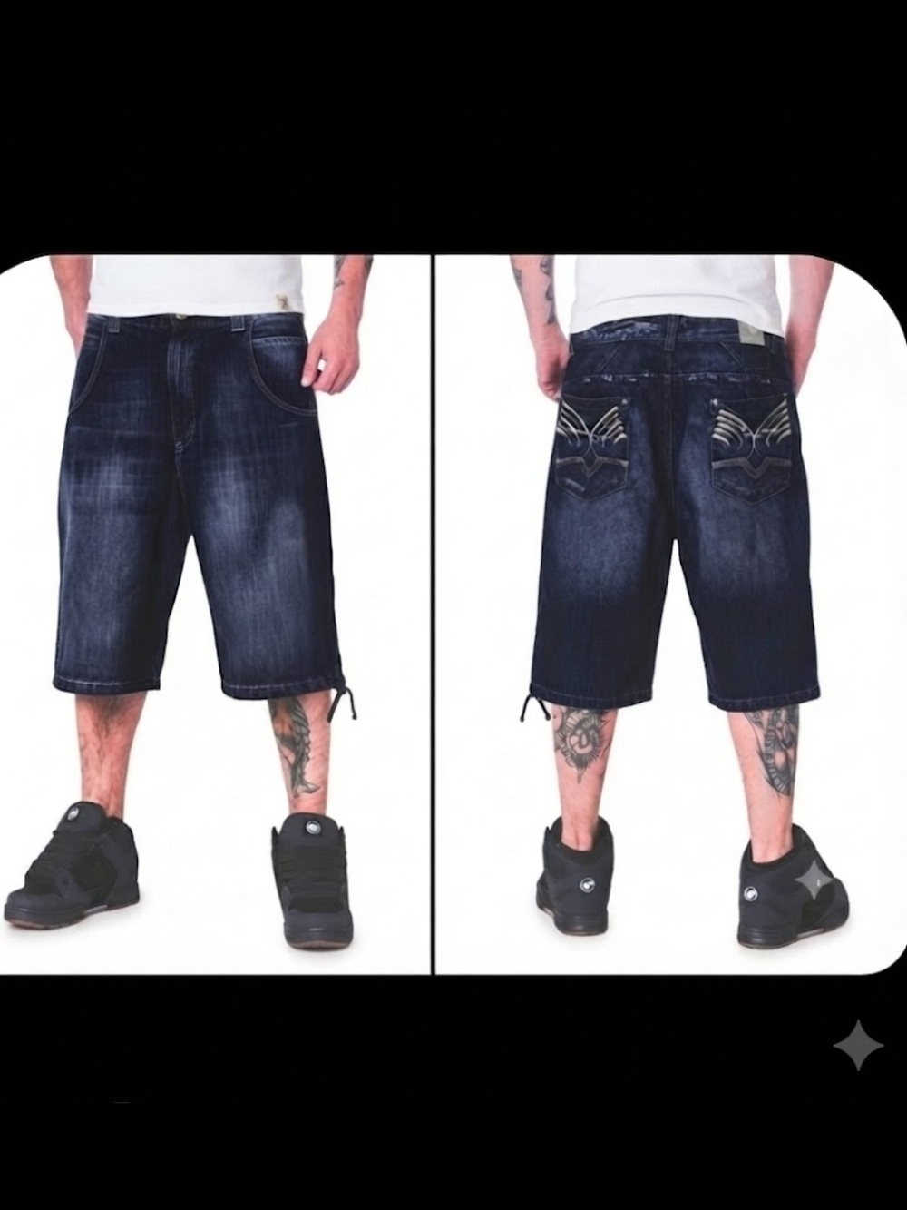 Men's Dark Wash Denim Knee-Length Shorts